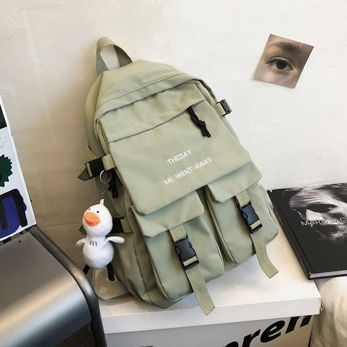 Tooling Style Women's Backpacks Large Capacity School Bags for Teens Korean Harajuku Female School Backpack Woman Multi-pockets