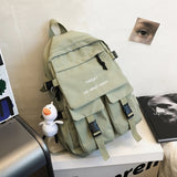 Tooling Style Women's Backpacks Large Capacity School Bags for Teens Korean Harajuku Female School Backpack Woman Multi-pockets