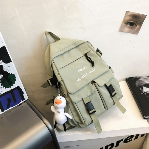 Tooling Style Women's Backpacks Large Capacity School Bags for Teens Korean Harajuku Female School Backpack Woman Multi-pockets