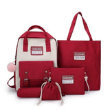 Mrs win new 5 Piece/Set High School backpack Bags for Teenage Girls Canvas Travel Backpack Women Bookbags Teen Student Schoolbag