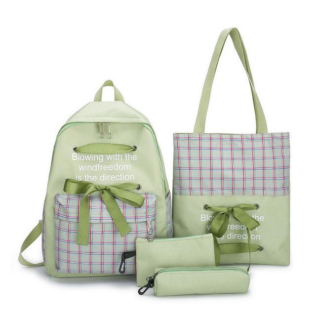 Mrs win new 5 Piece/Set High School backpack Bags for Teenage Girls Canvas Travel Backpack Women Bookbags Teen Student Schoolbag