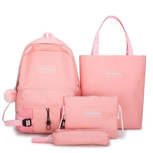 Mrs win new 5 Piece/Set High School backpack Bags for Teenage Girls Canvas Travel Backpack Women Bookbags Teen Student Schoolbag