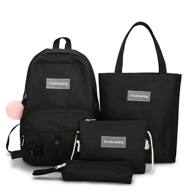 Mrs win new 5 Piece/Set High School backpack Bags for Teenage Girls Canvas Travel Backpack Women Bookbags Teen Student Schoolbag