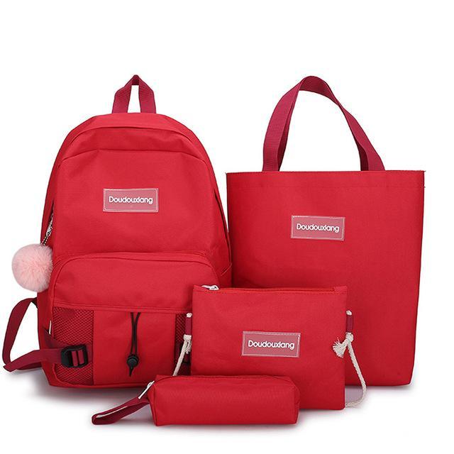 Mrs win new 5 Piece/Set High School backpack Bags for Teenage Girls Canvas Travel Backpack Women Bookbags Teen Student Schoolbag