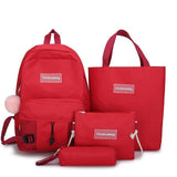 Mrs win new 5 Piece/Set High School backpack Bags for Teenage Girls Canvas Travel Backpack Women Bookbags Teen Student Schoolbag