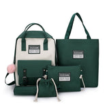 Plush Pendant School Bag Five Piece Backpack Large Capacity Backpack For Teenagers Backpack School Boy Girl kids Canvas Bag B322