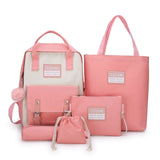 Plush Pendant School Bag Five Piece Backpack Large Capacity Backpack For Teenagers Backpack School Boy Girl kids Canvas Bag B322
