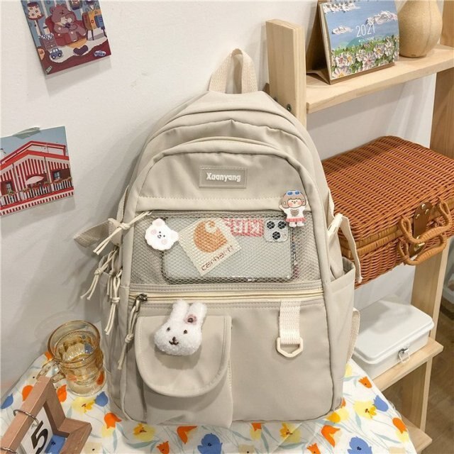 Kylethomasw Japanese Fashion Backpack Women School Bags For Teenage Girls Multipockets Mesh Nylon Backpacks Mochila Feminina Bag Bolsa Mujer