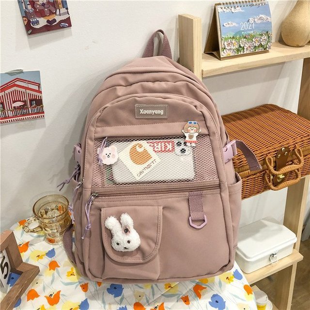 Kylethomasw Japanese Fashion Backpack Women School Bags For Teenage Girls Multipockets Mesh Nylon Backpacks Mochila Feminina Bag Bolsa Mujer