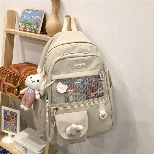 Kylethomasw Japanese Fashion Backpack Women School Bags For Teenage Girls Multipockets Mesh Nylon Backpacks Mochila Feminina Bag Bolsa Mujer