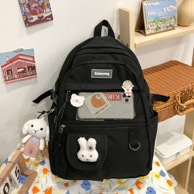 Kylethomasw Japanese Fashion Backpack Women School Bags For Teenage Girls Multipockets Mesh Nylon Backpacks Mochila Feminina Bag Bolsa Mujer