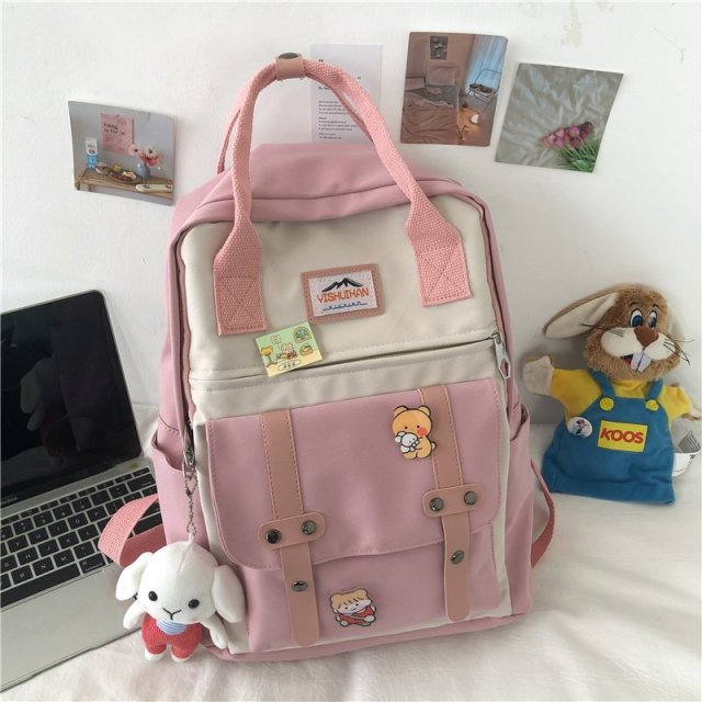 Kylethomasw College Student Female Backpack Travel Fashion Women School Bag Book Ladies New Backpack Girl Laptop Waterproof Nylon Bag Kawaii