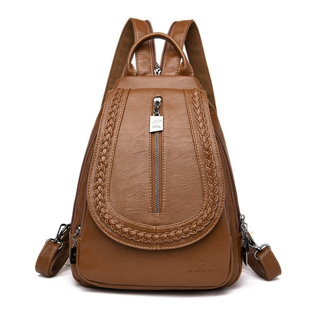 Women Leather Backpacks Zipper Female Chest Bag Sac a Dos Travel Back Pack Ladies Bagpack Mochilas School Bags For Teenage Girls