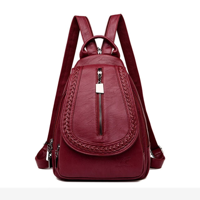 Women Leather Backpacks Zipper Female Chest Bag Sac a Dos Travel Back Pack Ladies Bagpack Mochilas School Bags For Teenage Girls