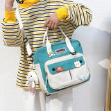 Women Small Cute Rabbit Backpack Female Student College Schoolbag Girls Badge Book Backpack Kawaii Ladies Fashion Shoulder Bags