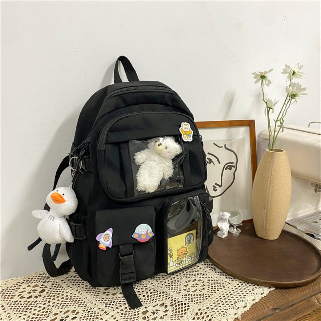 Kylethomasw Cute Women Large Capacity Backpack Waterproof Nylon Female Schoolbag College Lady Laptop Backpacks Kawaii Girl Travel Book Bags