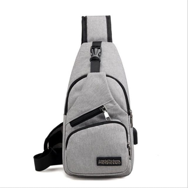 Men Anti Theft Chest Bag Shoulder Bags USB Charging Crossbody Bag School Short Trip Messengers Bags Men's Leather Sling Pack