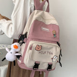 Kawaii Canvas Women Backpack Fashion Student Bookbag for Girls Schoolbag Laptop Mochila Female Cute Travel Rucksack Shoulder Bag