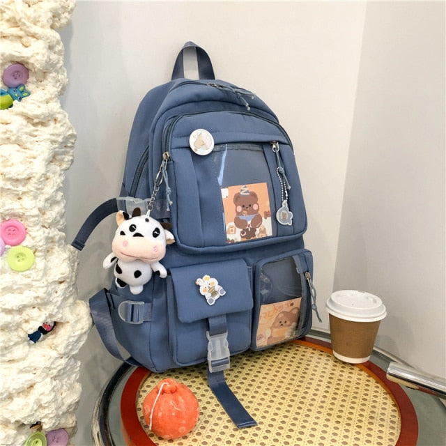 Diehe Muti-Pocket Women Backpack Nylon School Bag Backpacks for Teenage Girls Fashion College Student Back Pack Mochila Feminina