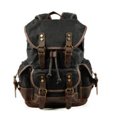 Men's outdoor shoulder casual student bag large capacity travel backpack canvas leather climbing bag