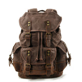 Men's outdoor shoulder casual student bag large capacity travel backpack canvas leather climbing bag