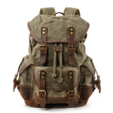 Men's outdoor shoulder casual student bag large capacity travel backpack canvas leather climbing bag