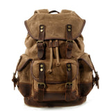 Men's outdoor shoulder casual student bag large capacity travel backpack canvas leather climbing bag