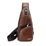 Men Anti Theft Chest Bag Shoulder Bags USB Charging Crossbody Bag School Short Trip Messengers Bags Men's Leather Sling Pack