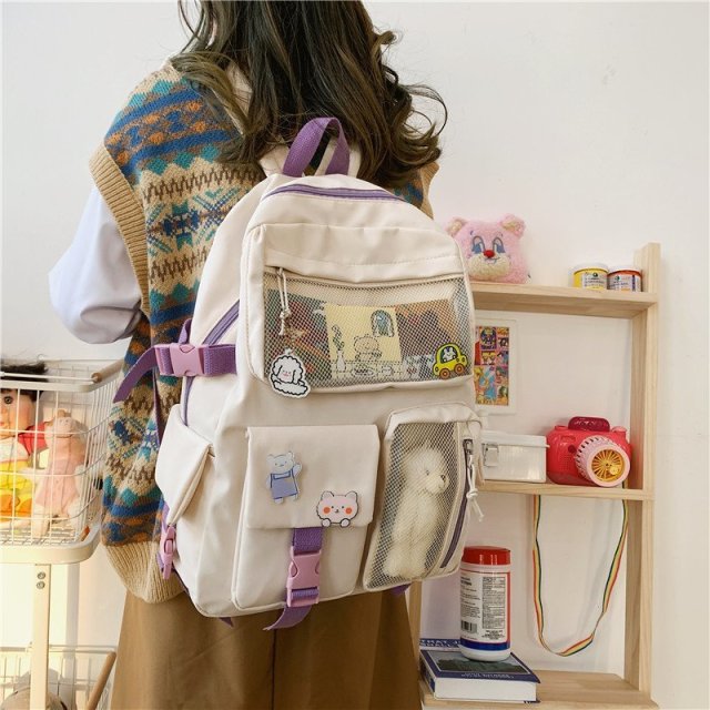 Kylethomasw  New Korean Large Capacity Backpacks Women Kawaii Students Preppy ITA Bag for Teenager Girls Sweet Waterproof School Travel Bags