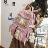 Kylethomasw  New Korean Large Capacity Backpacks Women Kawaii Students Preppy ITA Bag for Teenager Girls Sweet Waterproof School Travel Bags