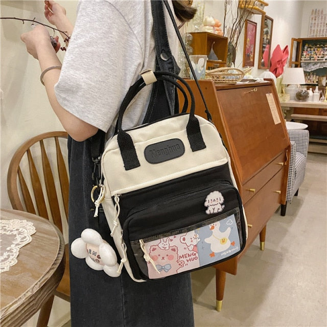 Korean Style Cute Mini Backpacks Women Waterproof Nylon Small Shoulder Bags for Teenage Girls Schoolbags Flower Travel Backpack