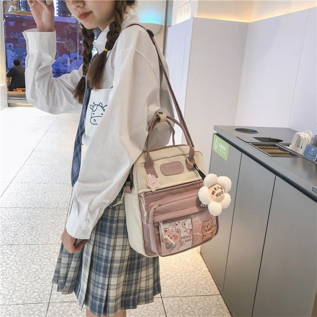 Korean Style Cute Mini Backpacks Women Waterproof Nylon Small Shoulder Bags for Teenage Girls Schoolbags Flower Travel Backpack