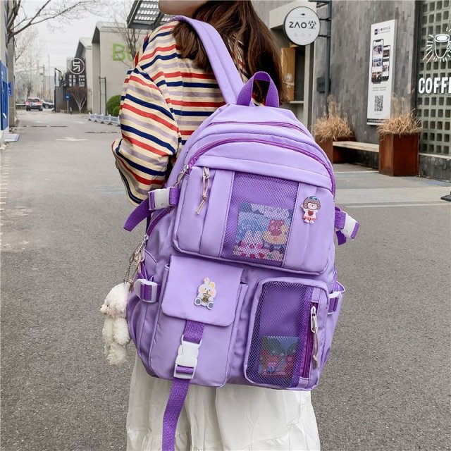 2022  Women Large Capacity Travel Backpack Female Multi-pocket College Waterproof School Bags Transparent Pocket Laptop Backpacks