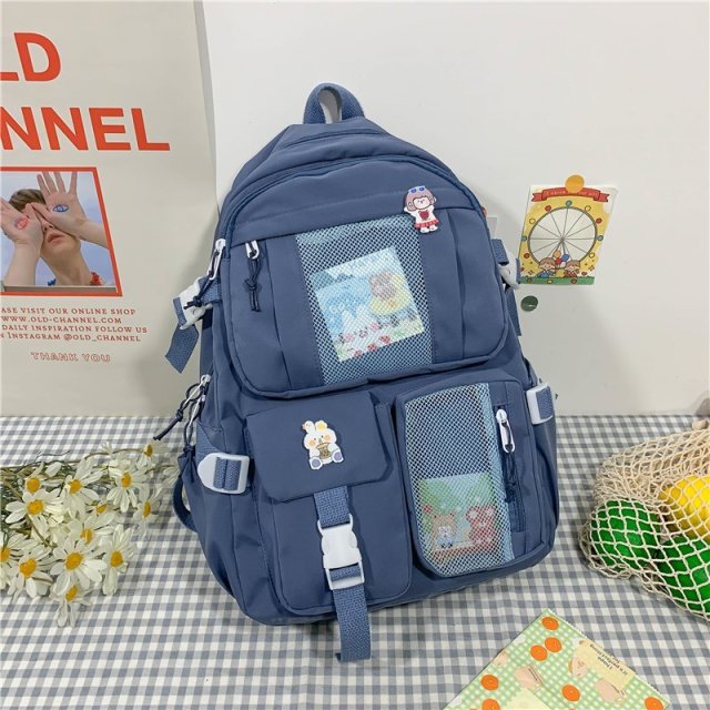 2022  Women Large Capacity Travel Backpack Female Multi-pocket College Waterproof School Bags Transparent Pocket Laptop Backpacks