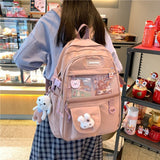 Kylethomasw Japanese Fashion Backpack Women School Bags For Teenage Girls Multipockets Mesh Nylon Backpacks Mochila Feminina Bag Bolsa Mujer