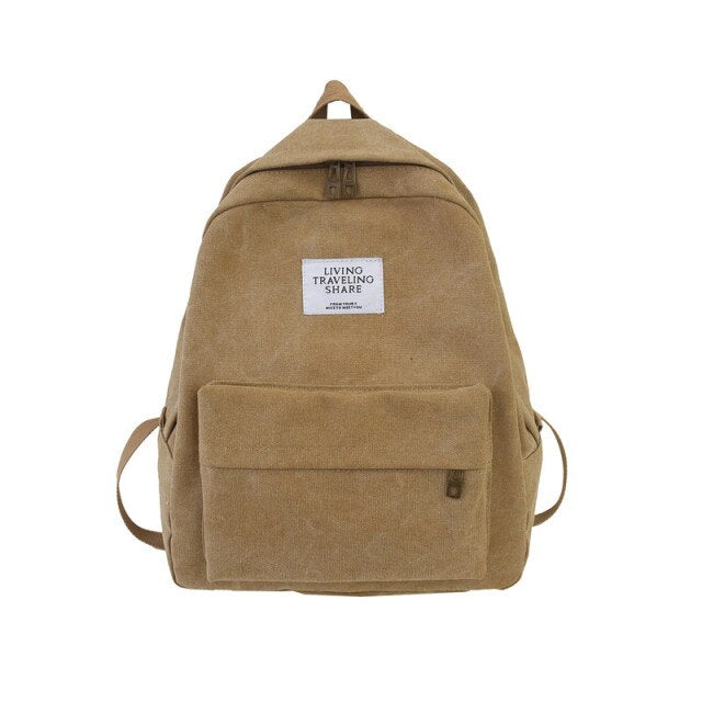 Kylethomasw   Fashion Backpack Female Backpack Women Shoulder Canvas School Bags For Teenage Girls Pure Color Leisure Travel Backpack