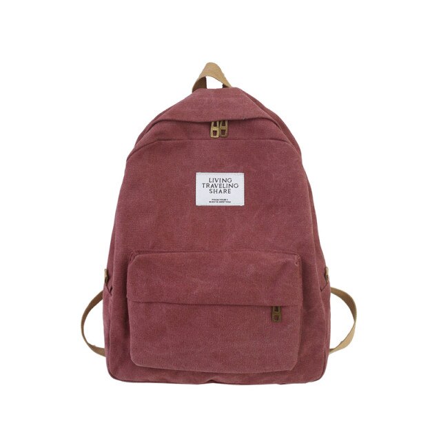 Kylethomasw   Fashion Backpack Female Backpack Women Shoulder Canvas School Bags For Teenage Girls Pure Color Leisure Travel Backpack