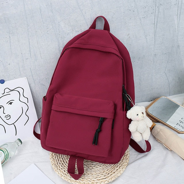Kylethomasw  Women Canvas Backpacks Girls School Bag Rucksack For Ladies Pink Black Travel Fashion Bagpack Backpack Bolsas Mochila Mujer