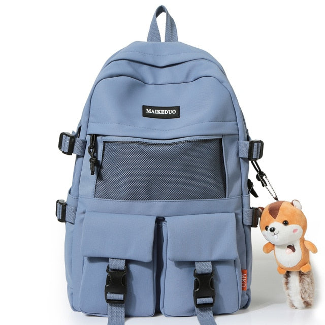 College Mesh Ladies Backpack Waterproof Female Fashion School Bag Laptop Student Girl Backpack Nylon Men Women Net Bag Book Male