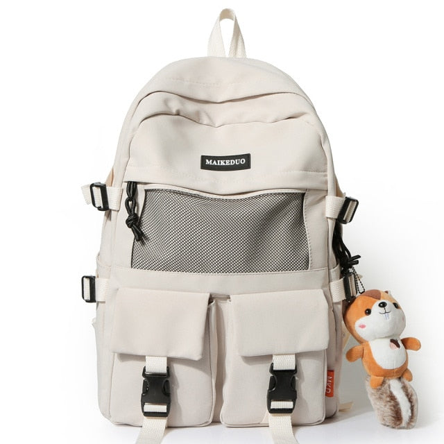 College Mesh Ladies Backpack Waterproof Female Fashion School Bag Laptop Student Girl Backpack Nylon Men Women Net Bag Book Male