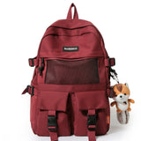 College Mesh Ladies Backpack Waterproof Female Fashion School Bag Laptop Student Girl Backpack Nylon Men Women Net Bag Book Male