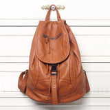 Luxury Famous Brand Designer Washed Leather Women Backpack Female Shoulders Bag Teenager School Bag Fashion Women's Bags S2405