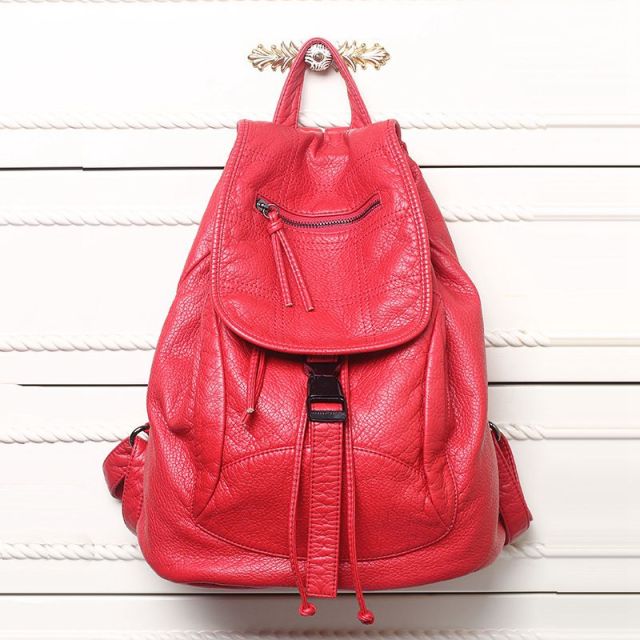 Luxury Famous Brand Designer Washed Leather Women Backpack Female Shoulders Bag Teenager School Bag Fashion Women's Bags S2405
