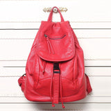 Luxury Famous Brand Designer Washed Leather Women Backpack Female Shoulders Bag Teenager School Bag Fashion Women's Bags S2405
