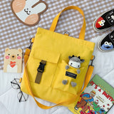 Women New Cute Bear Cartoon Canvas Bag Female Fashion Cool Girl Student School Shoulder Crossbody Messenger Bag Satchels