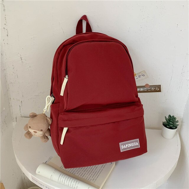 Kylethomasw New Candy Color Double Zipper Women Backpack High Quality Waterproof Nylon School Bag Big Student Bag Cute Girl Travel Rucksacks