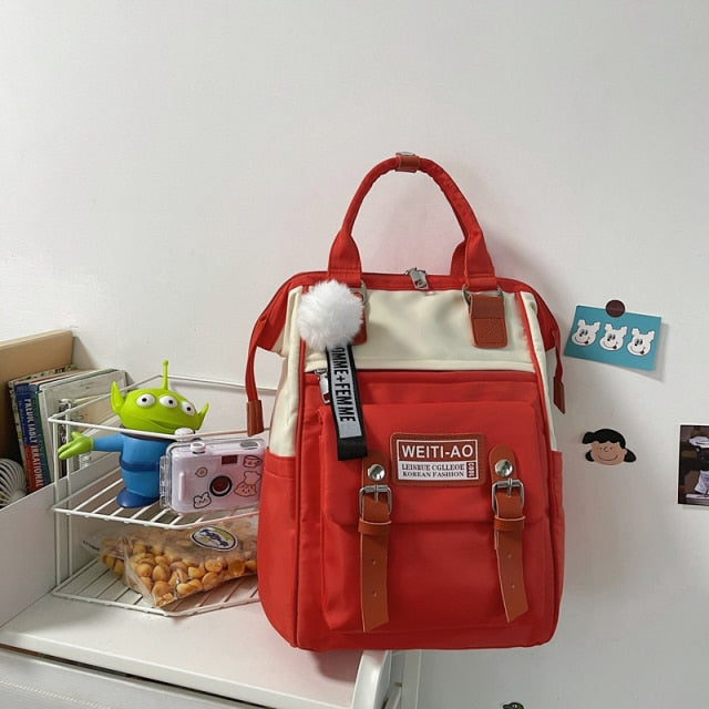 Kylethomasw Backpacks for School Teenagers Girls Cute Ring Bag Designer Travel Laptop Backpack Women Notebook Back Pack Patchwork Bagpack