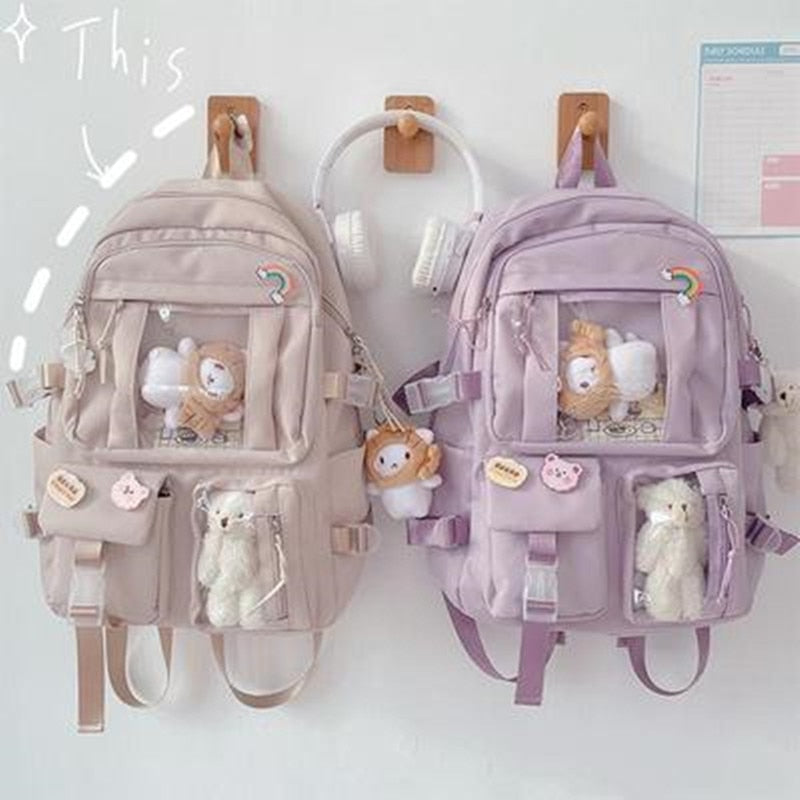 Kylethomasw Large-capacity High School Student Backpack Junior High School Student School Bag Female Korean Version of Girl Backpack