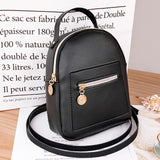 PU Leather Small Backpack For Teenage Girls Fashion Leisure Zipper Shoulder Bag Knapsack Mini Female School Backpack