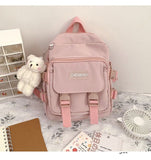Kylethomasw korean style small mini backpack for women school small bag mochila Multi pocket Girl Ring Buckle portable bear women's backpack